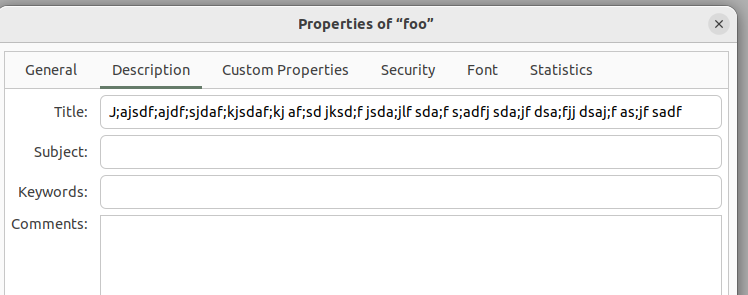 LibreOffice document properties