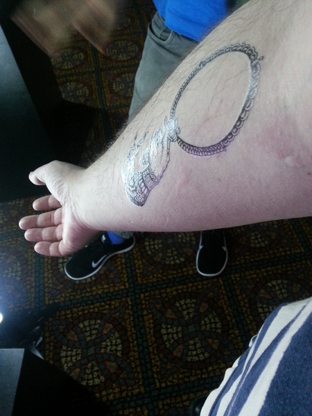 My real arm with a temporary tattoo.