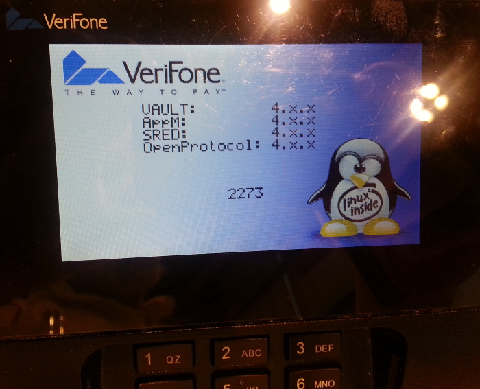 Photograph of the POS device booting up: 1