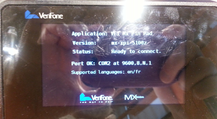 Photograph of the POS device booting up: 2