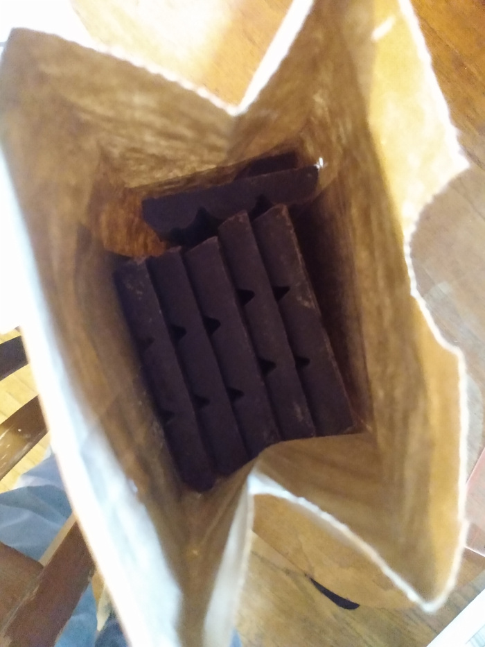 Inside the big bag o' chocolate.