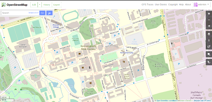 OpenStreetMap view of York University