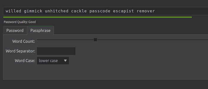 Generating a passphrase password